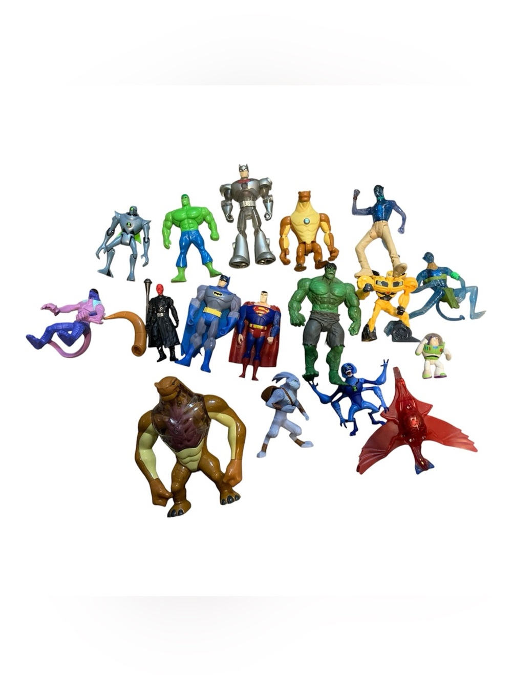 Assortment Action Firgures Lot Of 17 Spider-Man Super Man Batman Buzz Avatar